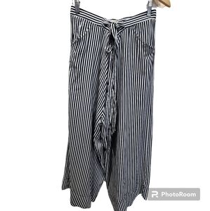 C.O.C 3XL Black White Stripes Wide Leg Drawstring Pant Boho Beachy Vacation